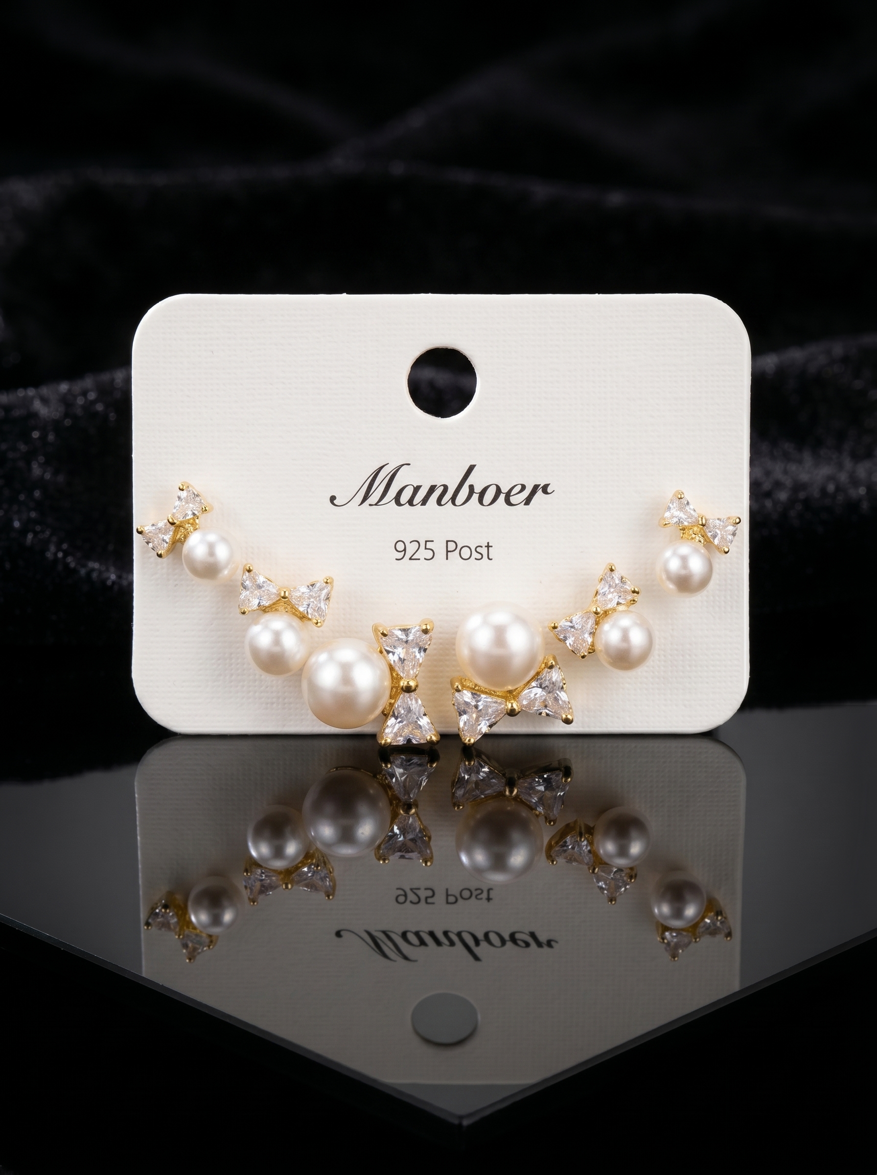 Luxury Pearl Crystal Bow Earrings