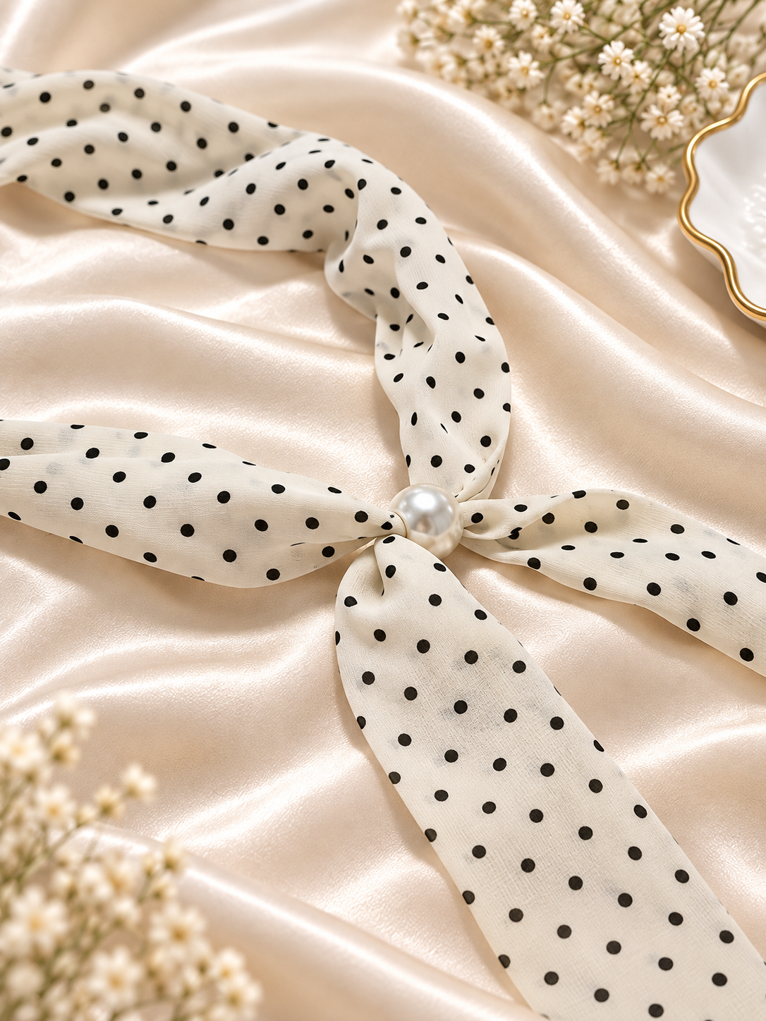 Clara Polka Dot Pearl Scarf Tie